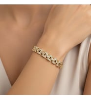 XUPING JEWELRY 14 Ayar Altın Kaplama, Ortası Taşlı Örgü Bileklik