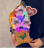 Renkli Led Işıklı Seni Seviyorum Pembe Ayıcıklı Büyük Boy Peluş Ayıcık Buketi (Model 4)