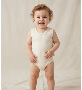 Unisex Sıfır Kollu Çıtçıtlı Bady - 3 YAŞ / KREM