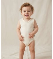 Unisex Sıfır Kollu Çıtçıtlı Bady - 3 YAŞ / KREM