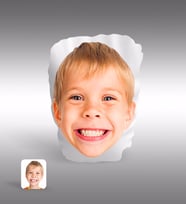 BK Gift Kişiye Özel Erkek Çocuk Kafa Fotoğraflı Beyaz Yastık-1