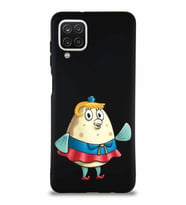 Samsung Galaxy A12 Soft Premier Kapak Bayan Puff Tasarımlı Silikon Kılıf - Siyah (Şeffaf)