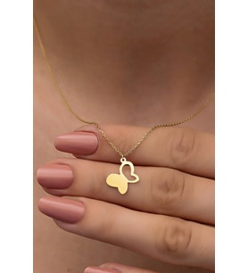 Kişiye Özel Minimalist Kelebek Figürlü Kolye 925K Gümüş (Gold)