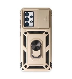 Samsung Galaxy A72 Kılıf Pars Lens Yüzüklü Silikon - Gold