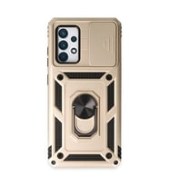 Samsung Galaxy A72 Kılıf Pars Lens Yüzüklü Silikon - Gold