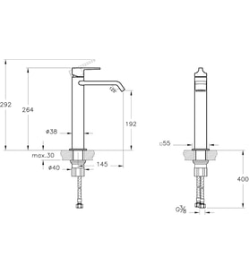 Vitra Suit A4281439 Lavabo Bataryası Üstten, Yüksek, Parlak Siyah