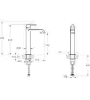 Vitra Suit A4281439 Lavabo Bataryası Üstten, Yüksek, Parlak Siyah