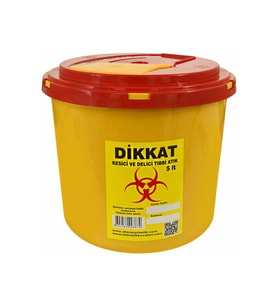 5 lt Sarı Tıbbi Atık Kovası, Hijyenik ve Dayanıklı Sağlık Malzemesi