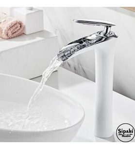 Sipahi Marble Krom Beyaz Uzun Şelale Batarya