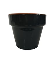 ANTRASİT RENK SIRLI EL YAPIMI TOPRAK SAKSI MİNİ BOY (9*9 CM)