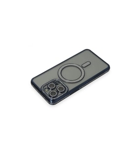 İphone 14 Pro Kılıf Joke Simli Magneticsafe Kılıf - Lacivert