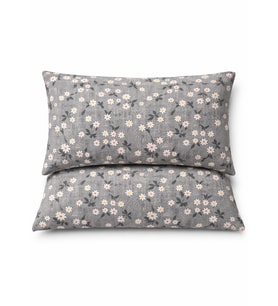More Home Pamuklu Yastık Kılıfı (2 Adet) 50 x 70 cm Papatya Gri Beyaz