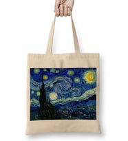Van Gogh Yıldızlı Gece Bez Çanta Uzun Saplı