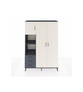 Hyperion Dolap 6 Raflı 3 Çekmeceli Tek Askılı 132x44x195 Antrasit-Aytaşı/Antrasit