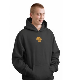 Goldendoodle Baskılı Siyah Erkek Hoodie – Oversize Kapüşonlu Sweatshirt
