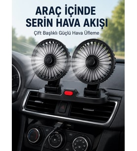 Ayarlanabilir Çift Başlıklı Sessiz Araç İçi Vantilatör