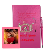Sevgililer Gününe Özel Pembe Defter Kalem & Instagram Çerçeve Hediye Seti 9