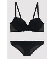 Pierre Cardin Lingerie Premium Balenli Dantelli Destekli Kutulu Sütyen ve Külot Takım (Siyah)
