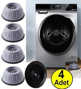 Çamaşır Makinesi Titreşim Gürültü Önleyici Kaymaz Kauçuk Ayak Ped Stoper 4 Adet Gri Renk