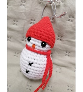 Amigurumi El Örgüsü Yıl Başı Çam Ağacı Süsü Kardan Adam