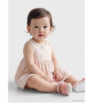 LCW baby Ekru Çiçek Desenli Kız Bebek Elbise