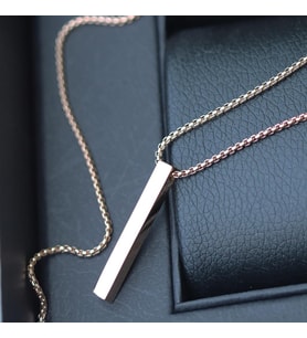 Dikdörtgen Rose Gold Çelik Plaka Kolye