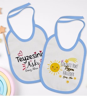 BK Kids Kişiye Özel Teyze Tasarımlı 2’li Mavi Mama Önlüğü-3