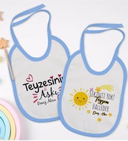 BK Kids Kişiye Özel Teyze Tasarımlı 2’li Mavi Mama Önlüğü-3