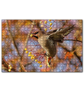 Cakapuzzle Sarı Meyveli Ağaç ve Sevimli Kuş 120 Parça Puzzle Yapboz MDF (Ahşap)