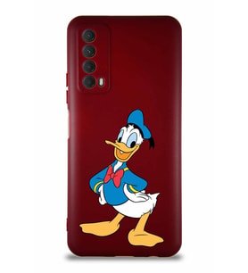 Huawei P Smart 2021 Soft Premier Kapak Donald Duck-C Tasarımlı Silikon Kılıf - Mürdüm (Şeffaf)