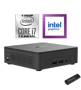 Asus NUC13 Pro Slim Kit Intel Core I7 1360P 64GB 4tb SSD Windows 11 Home Wifi/bluetooth/thunderbolt Mini Bilgisayar RNUC13ANKI700002IH15 + Zetta Flash Bellek