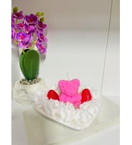 Ayıcıklı & Çilekli Turta Kokulu Dekoratif Mum/ Teddybear & Strawberry Pie Scented Candle
