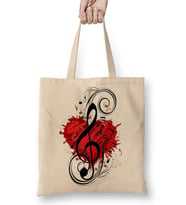 love music Müzik Bez Çanta Uzun Saplı