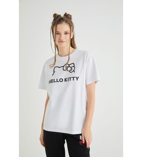 Lisanslı Baskılı Basic T-shirt Relaxed Kalıp Pamuk (Beyaz)