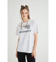 Lisanslı Baskılı Basic T-shirt Relaxed Kalıp Pamuk (Beyaz)
