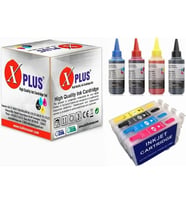 Xplus ® Stylus DX400 T0711-T0714 Muadil Kolay Dolan Kartuş + 4 X100 ml Renk Mürekkep Seti 500 Sayfa (Çok Renkli)