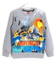 Lego Ninjago Karakter Baskılı 3D Çocuk Mevsimlik Sweatshirt 5 - 13 Yaş Gri