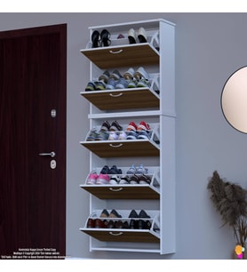 Modilayn VERVE Asma Kapı Önü 72x194x 26 cm’ lik 5 Düşer Kapak 10 Göz Bölmeli Ayakkabılık