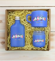 BK Gift Kişiye Özel İsimli DTF Anne Temalı Mavi Kahve Fincanı & Kolonya & Mum Hediye Seti-3, Anneye Hediye, Anneler Günü Hediyesi