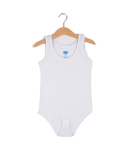 Kız Çocuk Likralı Geniş Askılı Kolsuz Çıtçıtlı Body Berrak-2538 (Beyaz)