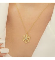 925 Ayar Gümüş Kar Tanesi Kolye (Gold)