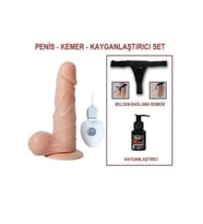 14,5 cm Belden Bağlamalı Titreşimli Realistik Dildo Penis Set