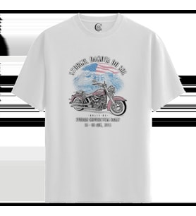Sturgis Moto - %100 Pamuklu Kadın Beyaz Tişört - Premium Quality (Siyah - Beyaz)