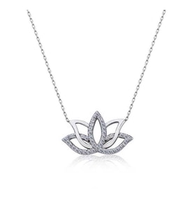 Gümüş Lotus Çiçeği Kolye