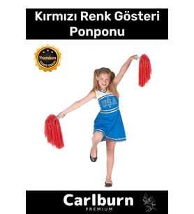 Premium Seri Tutma Yerli Rahat Sağ ve Sol El 2 Adet 25 cm Amigo Gösteri Ponponu Çift - Kırmızı