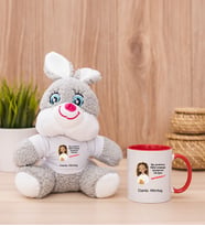 Kişiye Özel Ruh Eşimi Nasıl Bulayım Esprili Peluş Tavşan ve Kırmızı Kupa