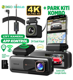 360+ G980H Ön Gerçek 4K 3840x2160p UHD - Arka 1080P FHD 170° Geniş Açı Lens Gece Görüşü Dahili Gps + Park Modu Bağlantı Kablosu Combo