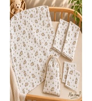More Home Müslin Bez Battaniye Set 6 Parça Tavşanlı Bej