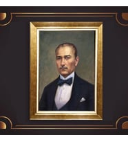 Özel Seri Paspartulu Çerçeveli Atatürk Tablo l151 (Gold)