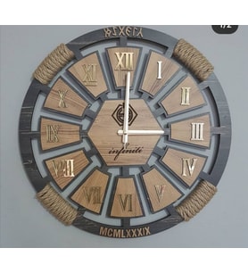 Kişiye Özel Dekoratif Ahşap Duvar Saati 50 cm